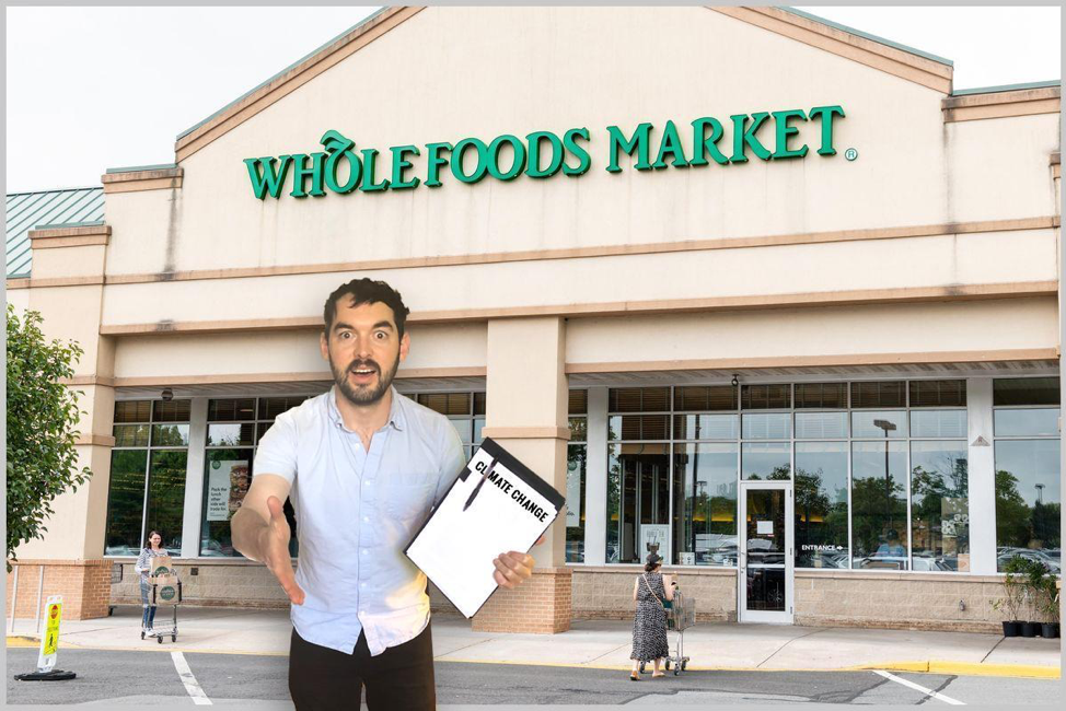Author photoshopped in front of a WholeFoods Market